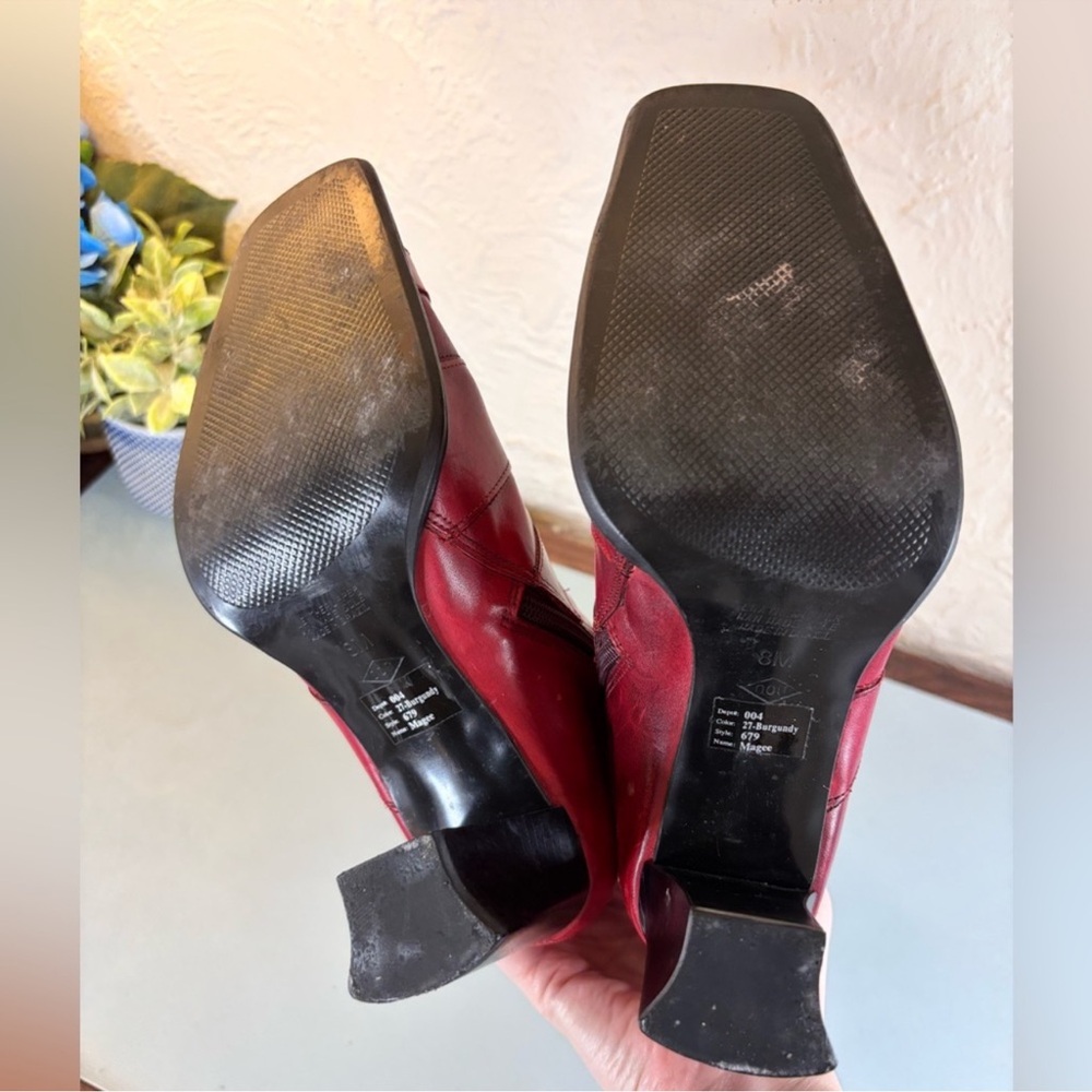 Bakers Square Red Leather Boots Size 8 - Picture 7 of 11